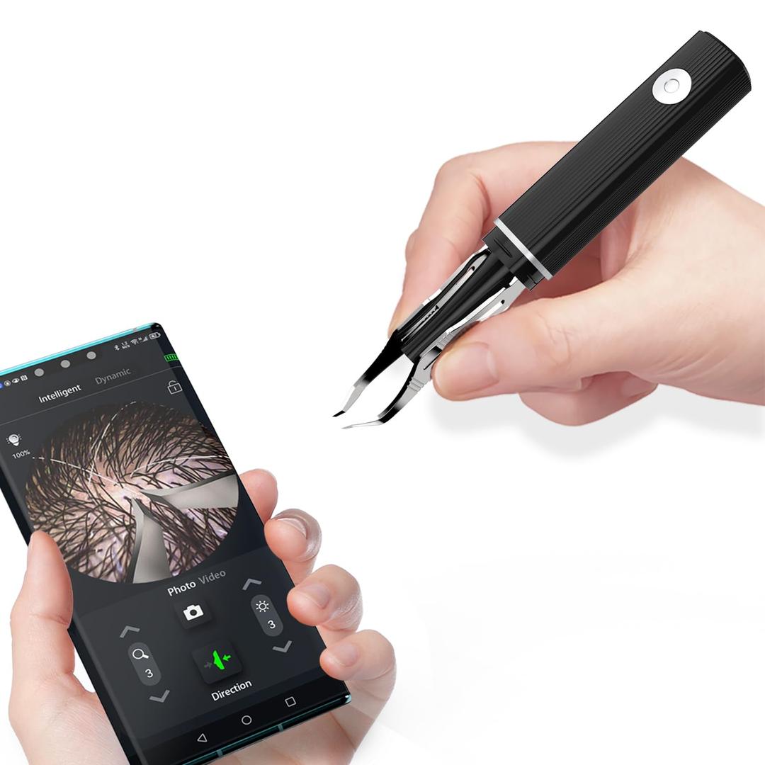 Hair Removal Tweezer with 1080p Camera, Ultimate Precision: Tweezer with Camera - Perfect for Delicate Tasks! - - Ear Hair Eyebrow Tweezer (Black)