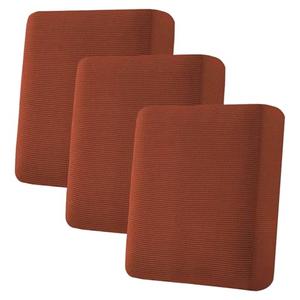 H.VERSAILTEX Super Stretch Individual Seat Cushion Covers - Sofa & Couch Cushion Slipcover Sets - Thick Jacquard Textured Twill Fabric (3 Piece, Rust)