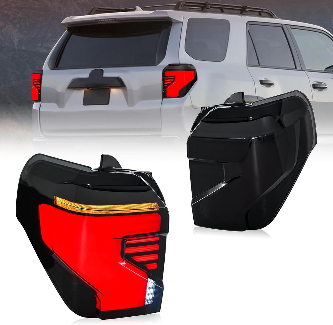 Letsdate Tail Lights Fit For 5th Gen(N280) Toyota 4Runner 2010-2024 Pickup Truck SR5 Limited TRD Off Road All Models 2010-2024 w/Dynamic Animation w/Amber Sequential Turn Signal, Smoked Style