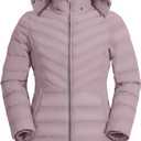 Pioneer Camp Women's Winter Coats Warm Thicken Long Puffer Jacket Waterproof Quilted Parka with Removable Faux Fur Hood (Large, Pink Haze)
