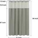N&Y HOME Extra Long Waffle Weave Shower Curtain with Snap-in Fabric Liner & Hooks Set - 71" x 84", Hotel Style & Mesh Top Window, Machine Washable - 71x84 Inches, Sage Green