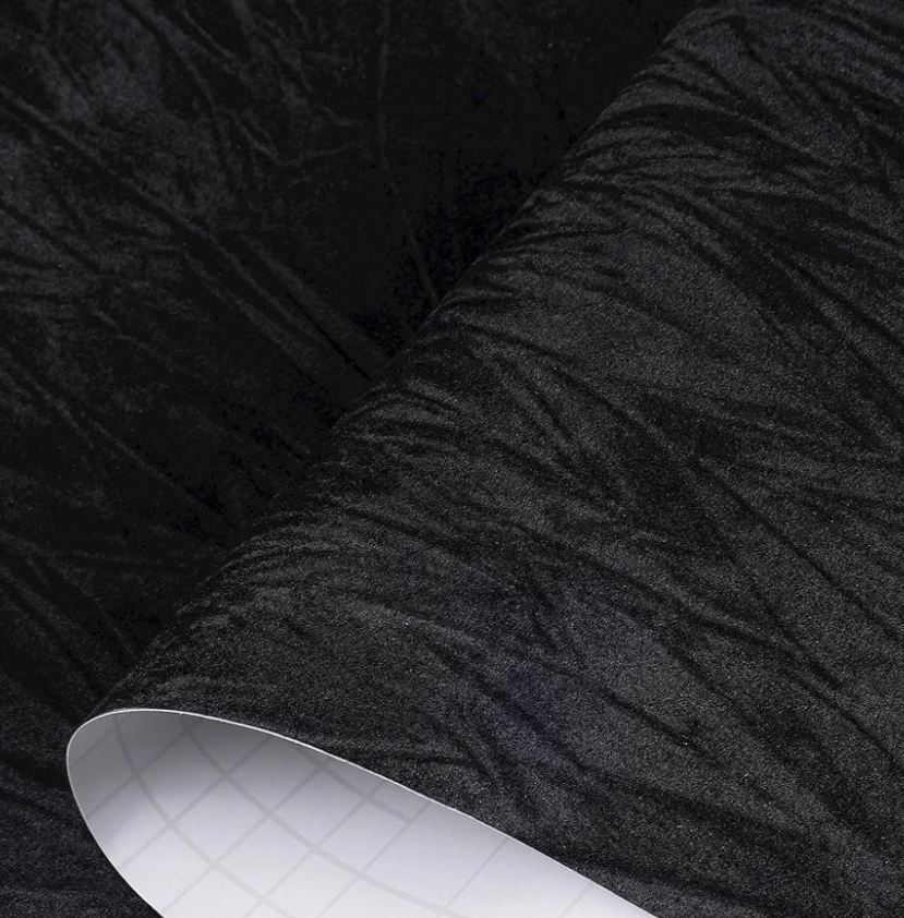 Decotalk Black Velvet Peel and Stick Wallpaper, 2ft x 10ft, Flocking, Self-Adhesive, 19.37 sq.ft Coverage