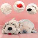 3T GROUP Heartbeat Puppy for Dogs Sleep Aid Dog Heartbeat Stuffed Animal Toy for Puppy Essentials Plush Pillow Pet Calming Anxiety Relief (Beige)