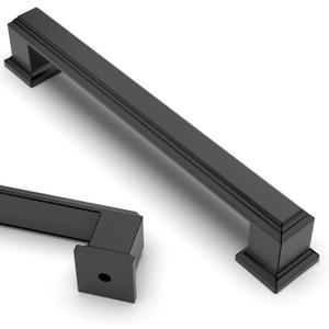 Asidrama 5 Pack 5 Inch(128mm) Matte Black Kitchen Cabinet Handles Cabinet Pulls Kitchen Cabinet Hardware for Cupboard Drawer Pulls
