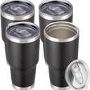 30 oz Tumbler with Lid Stainless Steel Tumblers Bulk Vacuum Insulated Cup Reusable Powder Coated Travel Mug Double Wall Leak Proof Cups Keep Cold Drinks for 12 Hours Black, Set of 4