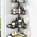 YASONIC Corner Shower Caddy Tension Pole, 25.7-109.1in Adjustable Shower Shelves, Rust-Resistant Shower Organizer, No-Drill 3-Step Installation, Bathroom Shelves for Renters & Family, Black