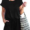 ANRABESS Rompers for Women Summer 2025 Casual Dressy One Piece Tshirt Short Pants Jumpsuit Beach Vacation Outfit Clothes (Medium, Black)