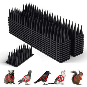 BORHOOD Bird Spikes, 40 Pack Pigeon Deterrent for Small Birds Raccoon Cats Defender for Outside to Keep Squirrel Away, Plastic Fence Spike for Railing and Roof-Black