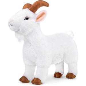 Goat Plush Toy - Lifelike 12' Soft White Goat Stuffed Animal, Unique Plushie Toy Model Doll Collection for Kids