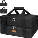 Vuudh Expandable Casserole Carrier Bag - Double Decker Food Bag, Insulated Casserole Carrier for Hot or Cold Food, Lasagna Holder Tote for Picnics,Beaches,Traveling or Gifts (Black)