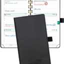 POPRUN 2026 Pocket Planner (Slim Size 3.5'' x 6.5'') Weekly and Monthly Calendar for Purse, with Hourly Time Slots, 100GSM Thick Paper, Spiral Soft Cover, Pen Holder, TJ - Black