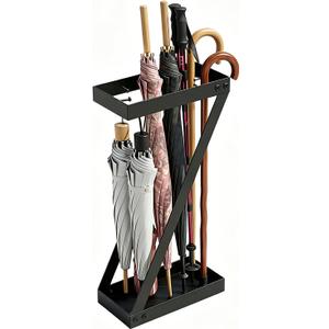 Umbrella Holder for Entryway, Black Umbrella Stand Indoor Stores Umbrellas Canes Equipped with Hooks Ideal for Home, Office , Hotel Lobby of Umbrella Storage Rack