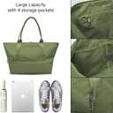 VAKAER Women's Expandable Tote Bag Lightweight Nylon Carry-On Bag with Luggage Sleeve for Travel, Gym, Work, Overnight (Army Green)