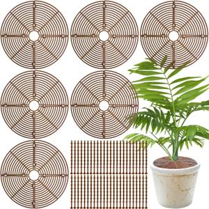 11.8 Inch Plant Pot Grid, 6 Pack Plant Pot Soil Covers Protectors with 48 Stakes, Cat Pet Digging Stopper for Indoor Outdoor