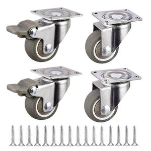 JZK 4 x 1 Inch Small Swivel casters Wheels with Brakes and Screws, 100KG Weight Capacity Rubber Castor Wheels with Locks, Dolly Wheels for Kitchen cart, Small Furniture, Hardwood Floors