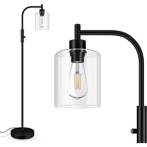 BoostArea Dimmable Floor Lamp, Standing Lamp with Glass Lampshade, 6W LED Bulb Included, Modern Standing Lamp, Bright LED Lamp for Living Room and Bedroom, Office