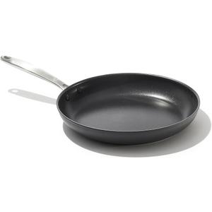OXO Enhanced 10" Frying Pan Skillet, PFAS-Free Ceramic Nonstick, Durable Hard Anodized Cookware, Scratch Resistant, Stainless Steel Handle, Good Grips, Dishwasher Safe, Oven safe, Black