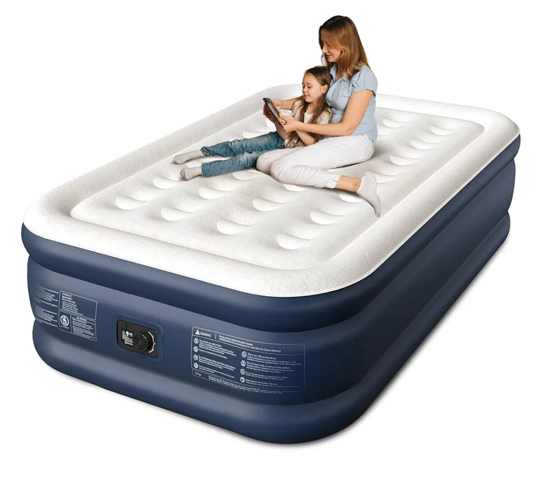 CHERIMOR Air Mattress, 18" Raised Full Size Self Inflatable Blow Up Mattress with Built in Pump, Thick Comfort Air Bed with Carry Bag for Camping, Guests & Home, 600lb Capacity Colchon Inflable