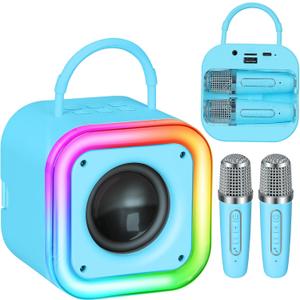 Mini Karaoke Machine for Kids, Girl Toys Gifts, Kids Karaoke Wireless Microphone for 4,5,6,7,8,9,10,11,12 Years Old Boys and Girls Christmas Party Gifts Toys (Blue)