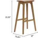 Plank+Beam Beryl Bar Height Stool - Mid-Century Modern Rubberwood Bar Stool with Faux Leather Seat, Metal Footrest, Easy Assembly, 2-Pack, Pecan/Toffee