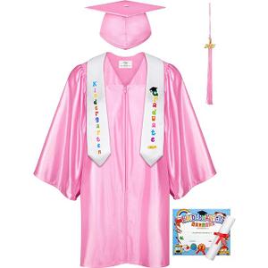 SOMSOC 5 Pack Kids 2025 Graduation Cap and Gown Tassel Stole Charm Certificate for Preschool Kindergarten 36