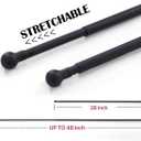 JINCHAN French Door Curtain Rods, No-Drill Adjustable Black Curtain Rods with Adhesive Hooks, 28-48 Inch Aluminum 2-Pack for Sheer & Tier Curtains