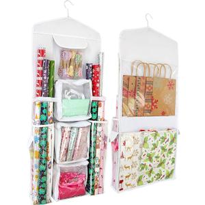 SumDirect Double-Sided Gift Wrap Organizer - White Hanging