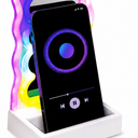 Orbit Wavy LED Light and Mirror Phone Holder is a multifunctional phone stand featuring a vibrant LED glow, a built-in mirror, and a trendy wave design for hands-free viewing