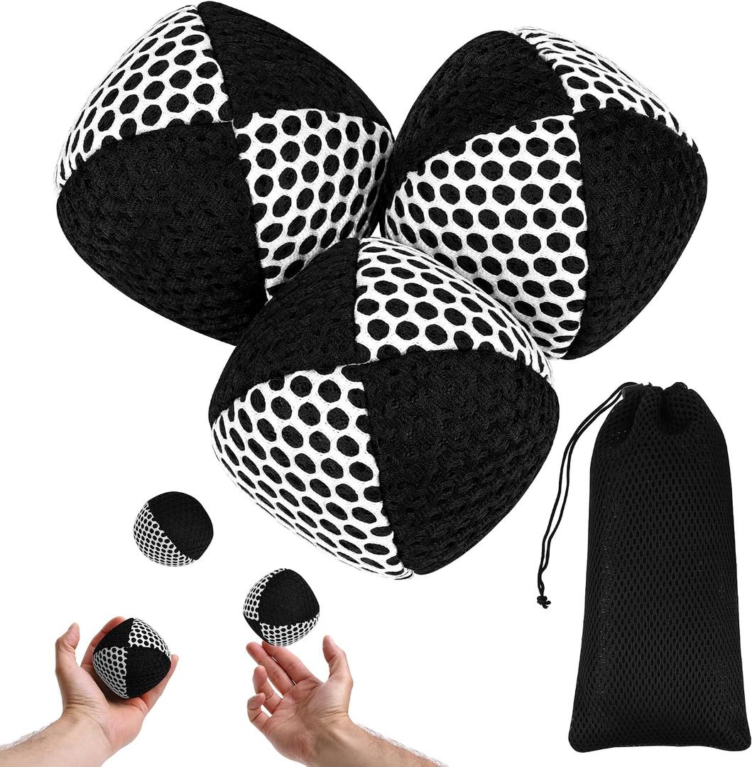 3 +1Packs Juggling Balls Set for Beginners with Storage Bag, Juggle Ball Kit with Weatherproof Beads Inside Resist Moisture, Soft and Easy for Beginners Juggle, Hacky Sacks for Adults, 8.6 inches