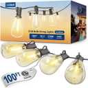 VIPAR Outdoor String Lights, 100FT 52 ST38 Bulbs Patio Lights Outdoor Waterproof, Shatterproof Vintage Edison LED Outside Hanging Light for Backyard, Porch, Garden, Deck, Bistro, 2700K Dimmable