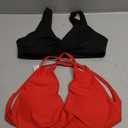 SUUKSESS Women 2 Piece Open Back Strappy Sports Bra Pack Twist V Neck Workout Crops, Small