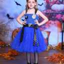 Girls Halloween Costume Rabbit Police Tutu Dress with Headband Police Officer Cosplay Costume Birthday Party Outfits (4-5 Years, Blue)