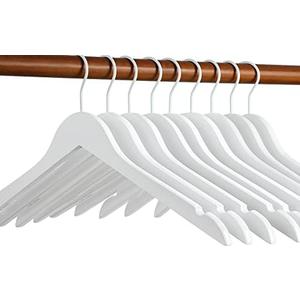 TOPIA HANGER Bride Hanger for Wedding Dress, Premium White Wooden Hangers, 360° Swivel White Hook, Smooth Finish, Extra Smoothly Cut Notches, 10 Pack-CT06W