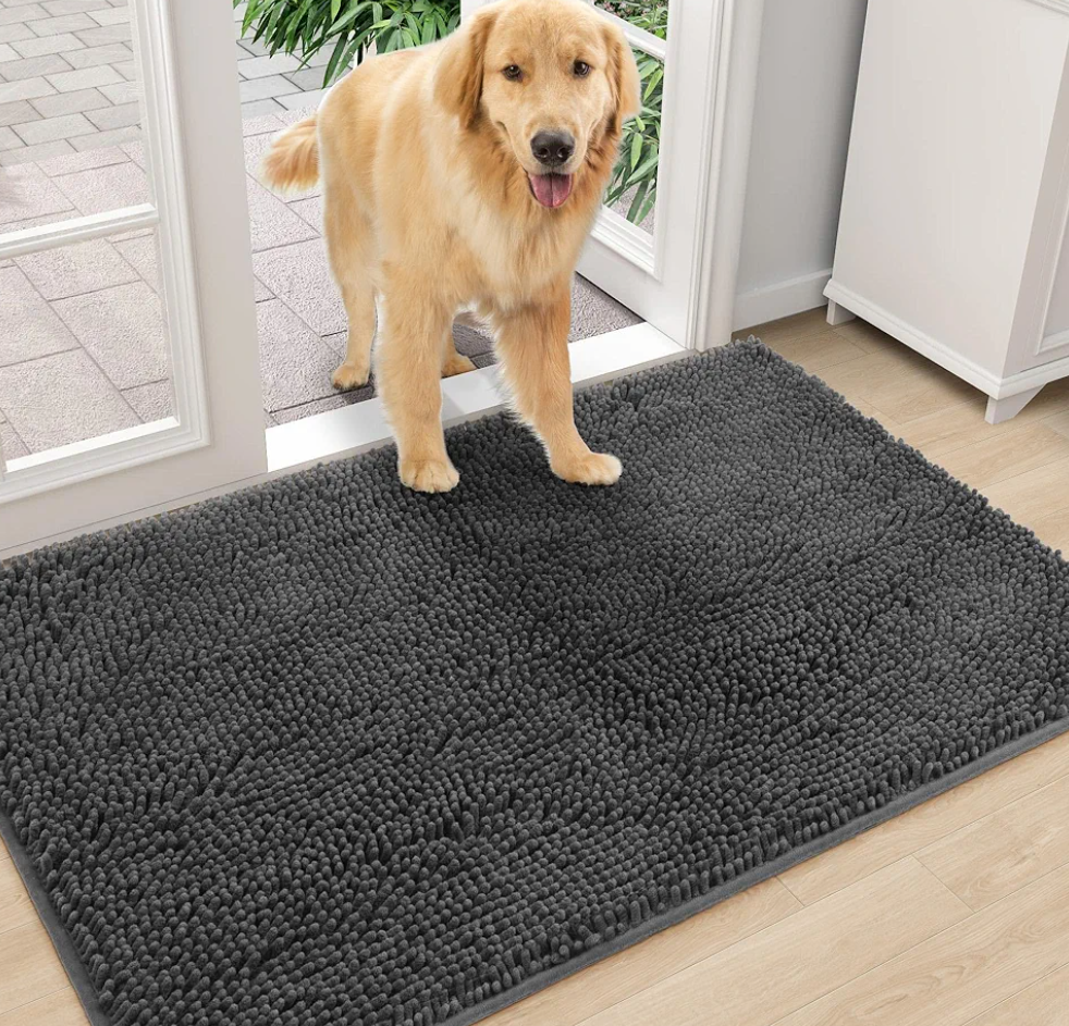 Amyracel Dirt Trapping Door Mat, 48" x 96" Large Absorbent Dog Door Mat for Muddy Paws, Quick Dry Non Slip Chenille Mud Mat for Dogs, Machine Washable Entry Indoor Entryway Rug for Inside Floor