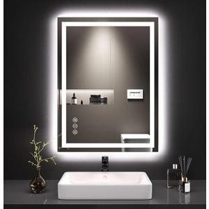 LOAAO 20X28 LED Bathroom Mirror with Lights, Anti-Fog, Dimmable, Backlit + Front Lit, Lighted Bathroom Vanity Mirror for Wall, Memory Function, Tempered Glass, Shatter-Proof, ETL Listed