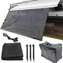 8FT x 13FT 3in Rv Awning Sun Screen Rv Front Awning Complete Kit UV Blocking Black Grid Improves Shadow Protection Privacy Peplacement for Rv Travel Outdoor Camping