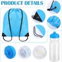 Mifoci 20 oz Plastic Water Bottles Bulk and Drawstring Backpack Set Reusable Sport Water Bottles Lightweight Clear Water Bottle Cinch Gym Drawstring Bags for Adult Kids Fitness DIY