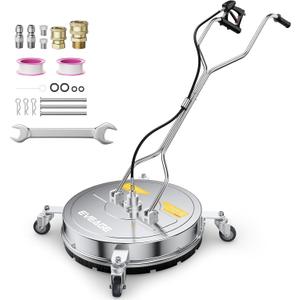 EVEAGE 16.5" Pressure Washer Surface Cleaner Upgrade 3 Nozzle Model, EP003 Dual Handle Stainless Steel Power Washer Surface Cleaner, 4000 PSI, Perfect for Driveways (silver)