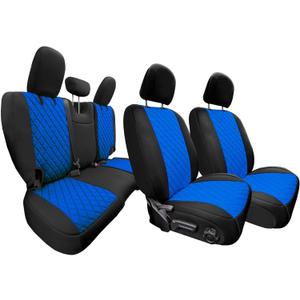 FH Group Custom Fit Car Seat Covers for Jeep Wrangler JL 4DR 2018-2024 Ultraflex Neoprene Water Resistant Automotive Seat Covers - Full Set Blue
