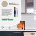 Grout Pen Beige Tile Paint Marker: Waterproof Grout Paint, Tile Grout Colorant and Sealer Pen - Beige, Narrow 5mm Tip (7mL) - 3 Pack