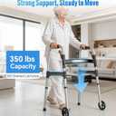 Walkers for Seniors, One-Hand Folding, 8 Height Adjustments, Walkers with Wheels, 2 Skis and 5" Wheels, Lightweight Walker for Seniors, Standard Walkers for Seniors, Aluminum Frame, Frosted Silver