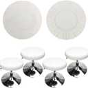 Velvet Round Stool Cover 12-16 inch/30-40cm Bar Stool Covers Round, Luxurious Fabric Stretchable Wrinkle Resistant Washable Dustproof (4, White)