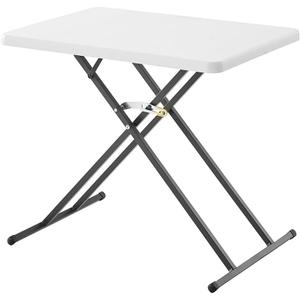 26 Inch Height-Adjustable TV Tray Table - Multi-Purpose Portable Dinner Table, No Assembly, Easy Fold Storage (White)