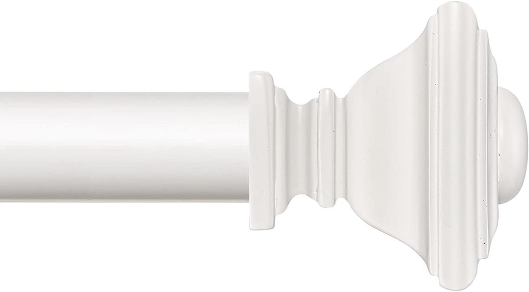 BRIOFOX White Curtain Rods for Windows 28-48 Inch Adjustable Length 1 Inch Diameter Heavy Duty Window Curtain Rods for Indoor Ourdoors With Classic Square Finials