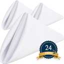 Wealuxe White Cloth Napkins Set of 24-17x17 Inches, 220 GSM Thick and Durable 100% Polyester Napkins, Stain and Wrinkle Free Dinner Napkins Cloth Washable, Soft