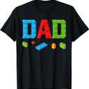 Dad Master Builder Building Bricks Blocks Family Set Parents T-Shirt (Small, Black)