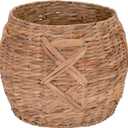 Household Essentials ML-4112 Hyacinth Round Floor Basket, X-Design, Brown