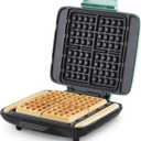 Dash Deluxe No-Drip Waffle Iron Maker Machine 1200W + Hash Browns, or Any Breakfast, Lunch, & Snacks with Easy Clean, Non-Stick + Mess Free Sides, Aqua