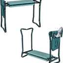 2-in-1 Garden Kneeler & Seat, Folding Seat w/EVA Foam Kneeling Pad & Removable Tools Pouch, Sturdy Steel Frame, No Assembly, Portable Heavy Duty Garden Stool for Women & Men