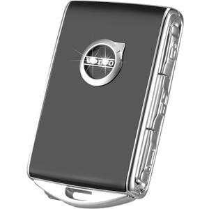 Car Key Fob Cover for Volvo XC90, XC60, XC40, S60, S90, V90, Zinc Alloy Matte Full Protective Case (Black)